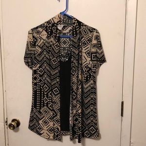 Black & tan short sleeve one piece